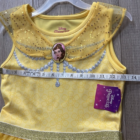 NWT DISNEY PRINCESS BELLE DRESS SIZE M 7-8 SPARKLE TULLE YELLOW GLITTER BELT - Picture 6 of 11